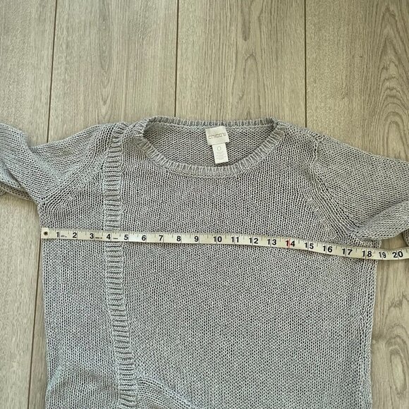 Chico's Women Knit Sweater 3/4 Sleeve Slit Side Asymmetric Hem Neutral Size 0 - Picture 6 of 7